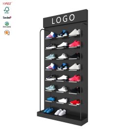 Custom footwear boutique logo store wall shoe display rack