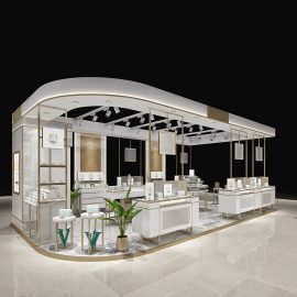 Modern luxury jewelry store display design, creative metal jewelry store interior design