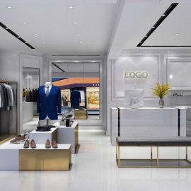 Retail brand cloth clothing store fixtures shoe accessories metal men’s clothing store interior design concept