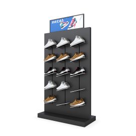 Sports shoe store double-sided shelf mini suspended shoe display rack wooden black suitable for in-store shoes