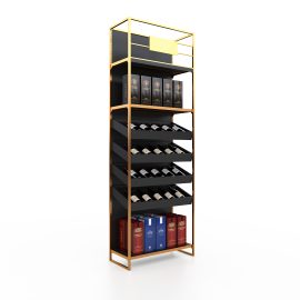 Top wine display rack retail iron rack golden stand manufacturer