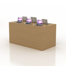 Wholesale wood mobile phone store counter design table display to show computer for shop