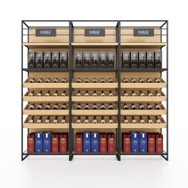 3 row wall retail wine display rack metal shelves iron design frame